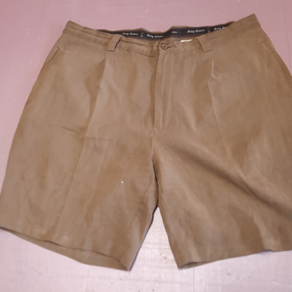 Tommy Bahama Pleated Shorts Men 38 Brown Silk Casual Summer Outdoor Wear‎